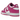Nike Dunk Low Active Fuchsia baskets vue latérale avec base en cuir blanc, détails fuchsia et swoosh rose sur une semelle blanche