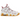 Nike Air More Uptempo White Team Red Gum Light Brown baskets en vue latérale, lettres AIR rouges sur empeigne blanche et semelle gomme