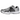 Nike Zoom Vomero 5 Metallic Silver Black baskets, vue latérale en angle avec empeigne en mesh argent métallisé, détails noirs et semelle amortissante.