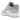 Nike Air Force 1 07 Light Silver Pumice baskets vue latérale avec empeigne en cuir argenté, tons gris et semelle intermédiaire blanche à amorti Nike Air.