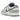 Nike Dunk Low SE Light Carbon baskets vue sous un angle avec une empeigne en cuir blanc, des empiècements gris et des lacets noirs