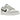 Nike Dunk Low White Grey Navy Aqua Mini Swoosh baskets vue latérale avec empeigne en cuir gris, détails marine, semelle blanche et mini logos swoosh turquoise