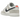 Nike Dunk Low White Grey Navy Aqua Mini Swoosh baskets vue latérale avec empeigne en cuir blanc, tons gris, détails marine et un mini swoosh bleu