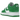 Nike Air Force 1 Low '07 Kelly Green Patent baskets vue latérale avec cuir verni vert brillant, lacets blancs et semelle extérieure blanche assortie