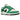 Nike Dunk Low Celtics baskets vue latérale avec empiècements en cuir vert et blanc, logo swoosh noir, lacets classiques et semelle intermédiaire blanche.