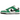 Nike Dunk Low Celtics baskets vue latérale avec empiècements en cuir blanc et vert, semelle intermédiaire blanche et semelle verte.
