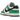 Nike Dunk Low Celtics baskets vue latérale, présentées en cuir blanc avec des empiècements verts, une semelle intermédiaire blanche et une semelle extérieure verte.