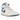 Air Jordan 1 Mid SE Industrial Blue baskets vue latérale avec une tige en cuir blanc et bleu, un bout perforé et une semelle intermédiaire blanche