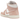 Baskets Air Jordan 1 Mid SE Legend Pink en vue latérale anglée avec empeigne en cuir blanc, détails roses et logo Swoosh noir emblématique