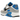 Nike Air Max 90 Pure Platinum Photo Blue baskets vue latérale avec base blanche, détails gris et touches de bleu sur les lacets et le talon