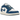 Air Jordan 1 Low SE Industrial Blue baskets vue latérale avec empeigne en cuir blanc, swoosh bleu et semelle bleue, dotées d'un laçage classique.