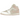 Air Jordan 1 Mid SE Seersucker baskets vue latérale avec motif seersucker rayé pastel, superpositions en cuir blanc et virgule rose.