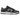 Nike Dunk Low Black Cool Grey Volt Mini Swoosh baskets en vue angulaire avec tige en cuir noir, tons gris et détails jaune néon saisissants.