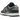 Nike Dunk Low Black Cool Grey Volt Mini Swoosh baskets vue angulaire avec tige en cuir noir, nuances grises et mini swoosh volt éclatant