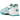 Nike Kobe 8 Protro Radiant Emerald baskets en vue latérale avec une tige blanche et des détails turquoise ainsi que des lacets blancs
