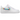 Nike Air Force 1 Low White Rainbow Lace Swoosh baskets vue latérale avec empeigne en cuir blanc, lacets multicolores et swoosh brodé emblématique.