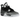 Air Jordan 4 Retro Fear baskets en vue inclinée avec empeigne en nubuck noir, semelle intermédiaire blanche et détails gris avec motif filet