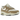 Nike Air Max 1 Hangul Day baskets en vue latérale avec une empeigne crème en cuir et textile ainsi qu'une semelle extérieure jaune contrastée.