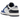 Nike Dunk Low Game Royal Navy baskets vue latérale avec base en cuir blanc, empiècements bleus, lacets blancs et semelle en gomme