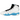 Air Jordan 9 Retro Powder Blue baskets vue latérale avec empeigne en cuir blanc, détails bleu poudre sur la semelle intermédiaire et lacets noirs