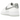 Nike Air Force 1 Low White Football Grey baskets en vue latérale avec empeigne en cuir blanc, détails Swoosh gris et semelle assortie.