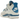 Air Jordan 4 Military Blue baskets vue latérale avec empeigne en cuir blanc, renforts gris sur le bout et détails bleus iconiques sur la semelle