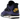 Air Jordan 4 Retro Lakers baskets vue sous un angle montrant le cuir violet, des détails jaunes et l'unité Air visible dans la semelle.