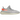 Adidas Yeezy Boost 350 V2 Tail Light baskets en vue latérale, avec une empeigne en maille grise, une bande latérale translucide et un détail orange.