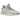 Adidas Yeezy Boost 350 V2 Tail Light baskets en vue latérale avec empeigne Primeknit grise, tirant orange au talon et bande latérale translucide.