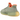 Adidas Yeezy Boost 350 V2 Desert Sage baskets vue latérale avec empeigne vert clair, col orange contrastant et bande latérale semi-transparente
