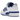 Adidas Forum Low White Royal Blue baskets vue latérale avec empeigne en cuir blanc, détails bleu roi, lacets et bride auto-agrippante