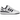 Adidas Forum Low White Black baskets vue latérale avec empeigne en cuir blanc classique, détails noirs et bride auto-agrippante.