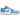 Air Jordan 1 Low SE Legend Blue Patent baskets en vue profil classique avec des panneaux en cuir verni bleu clair brillant et base blanche