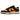 Nike Dunk Low Reverse Goldenrod baskets vue latérale avec une empeigne en cuir noir, des détails Swoosh jaunes et une semelle assortie.