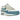 Nike Air Max 1 Soft Pearl Smokey Blue baskets en vue angulaire avec des tons bleus et beiges, semelle intermédiaire blanche et unité Air visible.