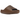 Yeezy Slide Flax baskets en vue angulaire, présentées dans un coloris marron clair monochrome avec le design en mousse durable et la semelle crantée.