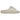 Yeezy Slide Bone baskets en vue latérale avec une construction moulée minimaliste de couleur blanc crème et une semelle épaisse en mousse EVA.