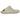 Yeezy Slide Bone baskets vue latérale, conçues en mousse EVA moulée beige minimaliste avec une semelle crantée et un bout ouvert