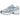 New Balance 740 Ice Blue baskets vue latérale dans un coloris bleu glace avec des panneaux en mesh, détails argentés et semelle intermédiaire blanche