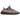 Adidas Yeezy Boost 350 V2 Ash Stone baskets en vue latérale avec tige en maille grise, une bande rose contrastante et semelle translucide.