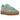 Adidas Gazelle Bold Pulse Pink baskets vue sous angle avec empeigne vert menthe, détails roses et une semelle plateforme imposante.