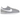 Nike Cortez Textile Flat Silver White baskets vue latérale avec empeigne en textile argenté, semelle blanche et Swoosh noir distinct sur le côté.