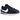 Nike Cortez TXT Midnight Navy baskets dans une vue latérale inclinée avec une empeigne en textile bleu marine, un swoosh en cuir blanc et semelle blanche