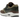 Nike Air Max 1 Essential PRM Neutral Olive Cacao Wow baskets, profil latéral avec empeigne en daim olive, garde-boue marron et semelle intermédiaire blanche.