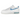 Nike Air Force 1 Low Evo White University Blue baskets vue latérale avec empeigne en cuir blanc, swoosh bleu et semelle intermédiaire blanche épaisse.