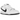 Nike SB Dunk Low White Black baskets vue latérale avec une tige en cuir blanc, des superpositions noires et des lacets blancs