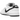Nike SB Dunk Low White Black baskets vue sous un angle montrant une empeigne blanche, des détails en cuir noir, un swoosh noir et semelle blanche.