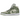Air Jordan 1 Mid SE Sea Glass Oil Green baskets vue latérale avec superpositions en cuir vert, base blanche, laçage classique et Swoosh noir