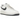 Nike Air Force 1 Low '07 White Obsidian Fir baskets en vue latérale avec empeigne en cuir blanc, virgule bleu marine et détails verts au talon.