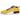 Jordan Spizike Low Lightning baskets en vue latérale avec une tige en cuir jaune, des details noirs et des lacets